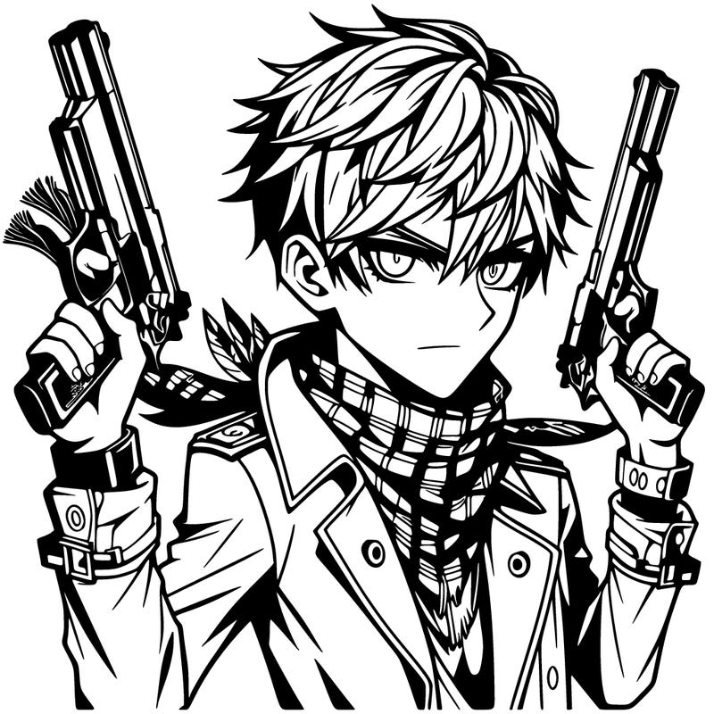 hot anime boy withe guns