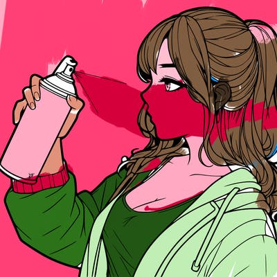 a realistic girl spray, painting
