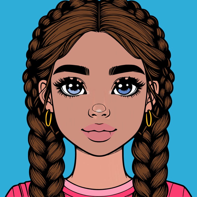 realistic girl with braids
