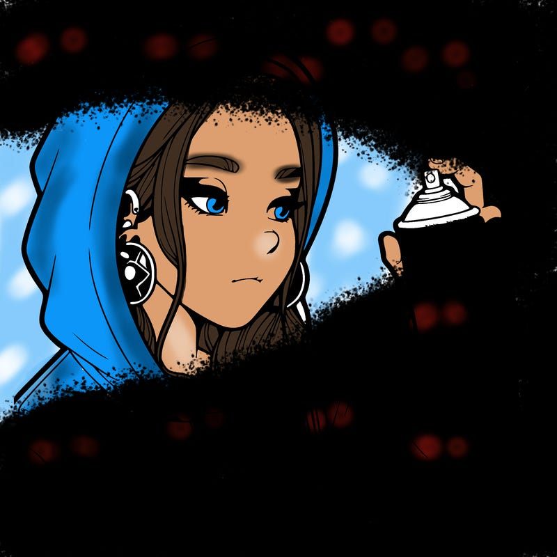 a realistic girl, spray painting