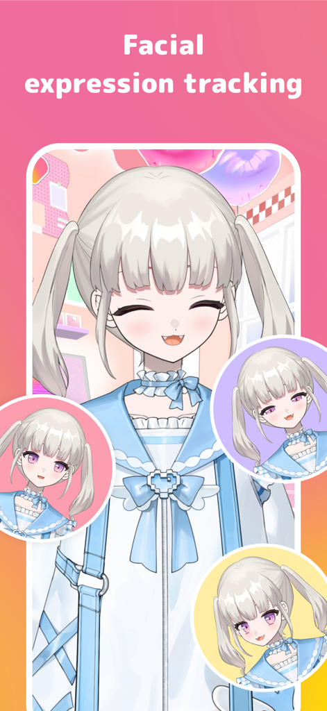 Avvy | VTuber&Anime Avatar - Avatar anime che mostra il tracciamento delle espressioni facciali nell'app Avvy