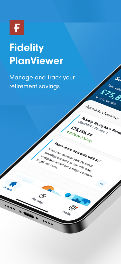 Fidelity PlanViewer app interface for tracking workplace retirement savings