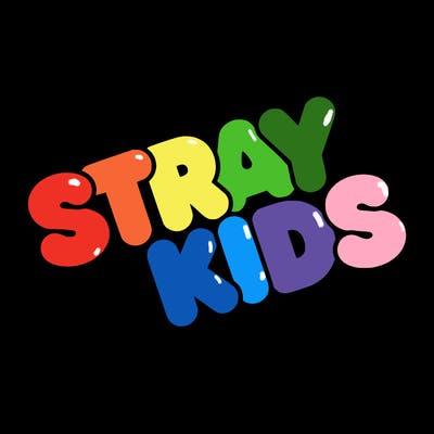 bubble letters saying stray kids