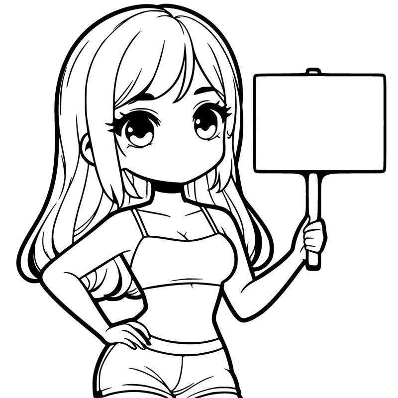 girl in a cute crop top holding a blank sign