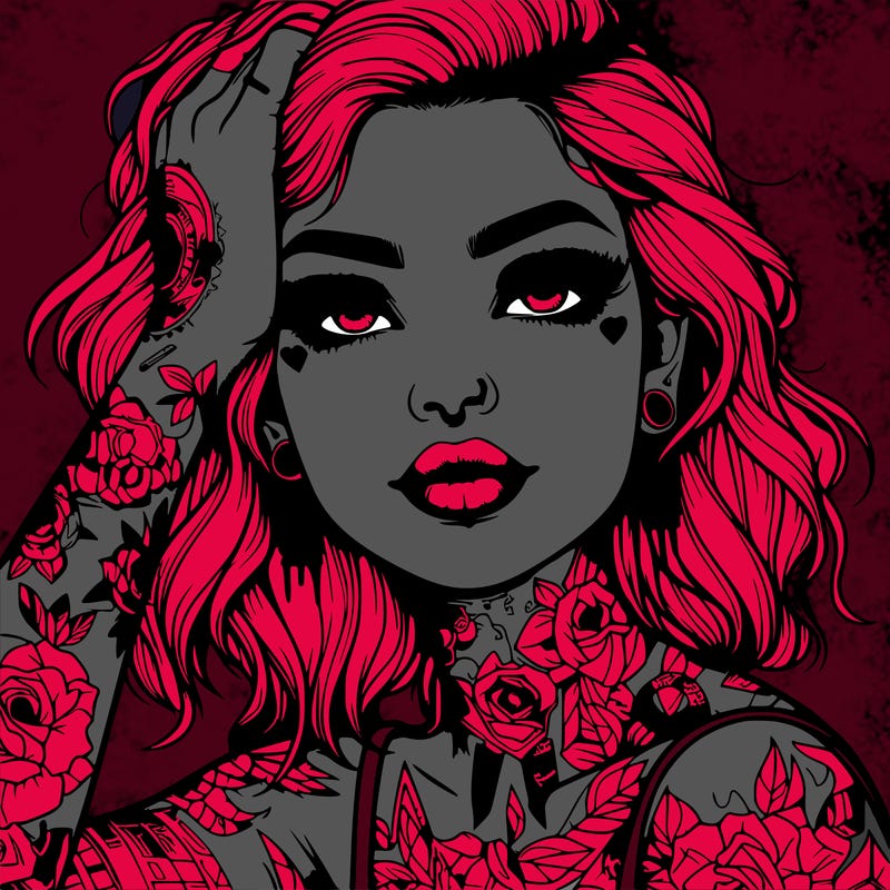 realistic girl with tattoos all over