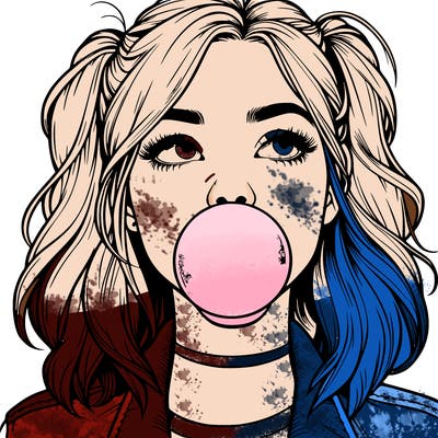realististic girl blowing bubble -gum