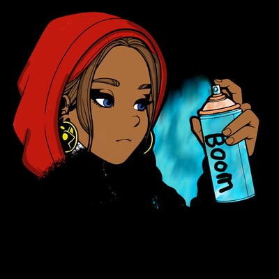 a realistic girl, spray painting