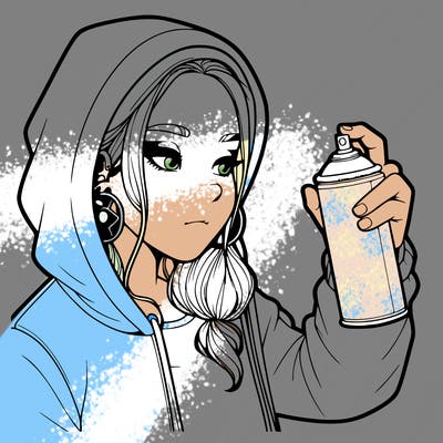 a realistic girl, spray painting