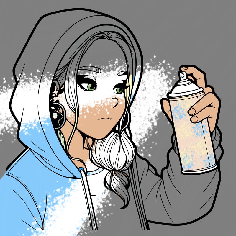 a realistic girl, spray painting