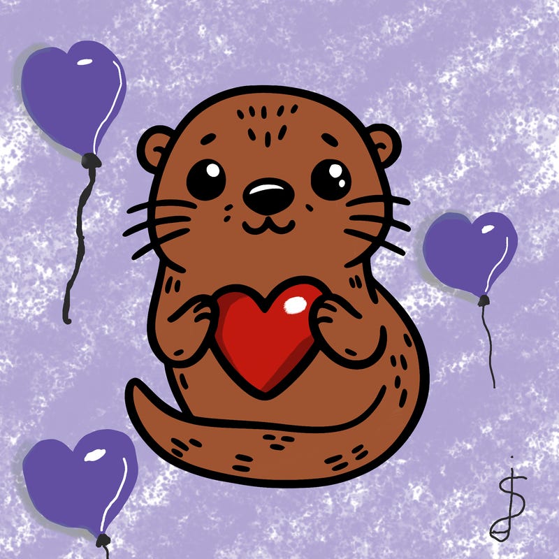 otter with a heart