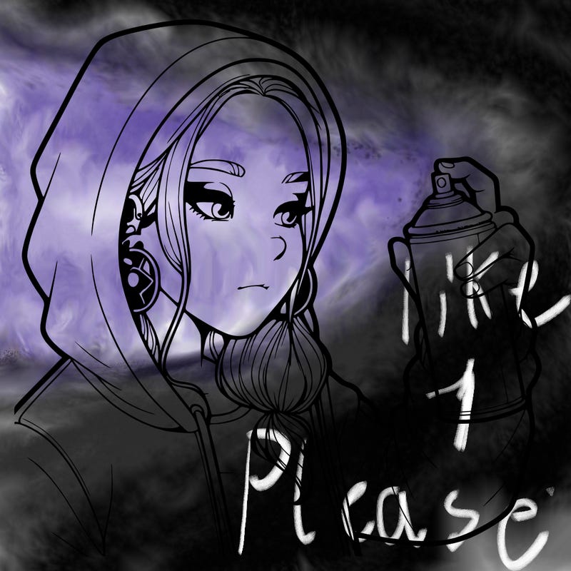 a realistic girl, spray painting