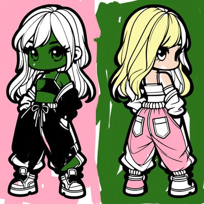 girl in crop top and baggy pants