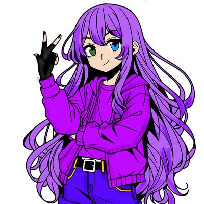 one anime girl with long hair and a cool pose