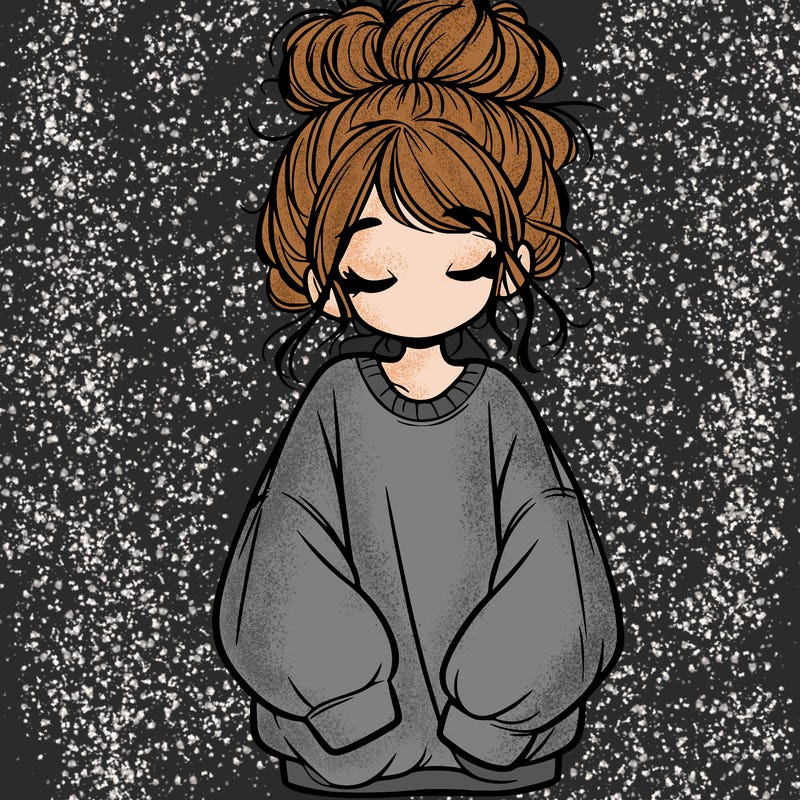 girl with baggy sweatshirt and messy bun