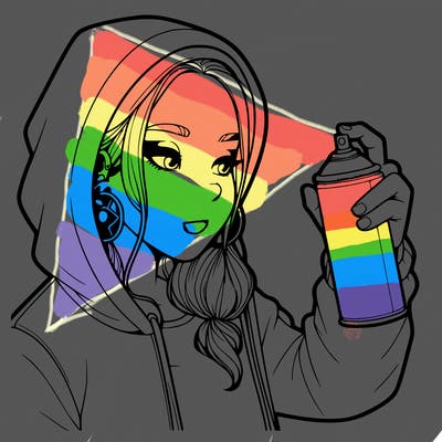 a realistic girl, spray painting