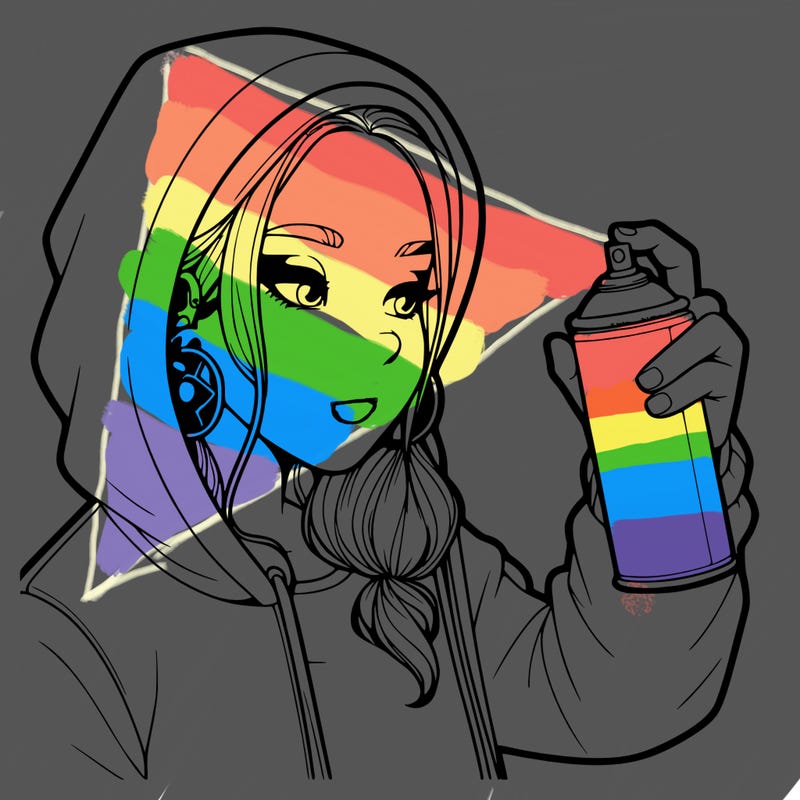 a realistic girl, spray painting