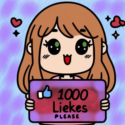 a girl holding a sign that says 1000 likes please