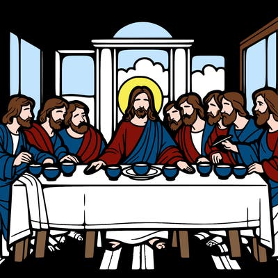 jesus shares the last supper with twelve apostles