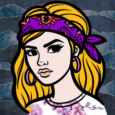 woman with bandana around face