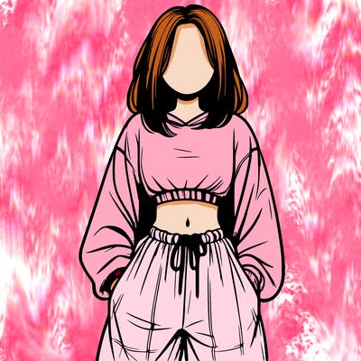 realistic girl faceless with baggy pants and a crop top