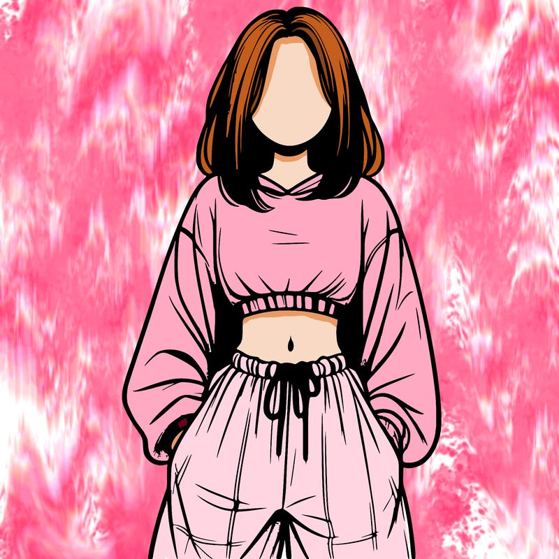 realistic girl faceless with baggy pants and a crop top