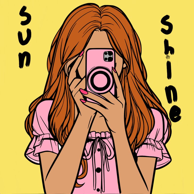 a realistic girl holding her phone taking pictures