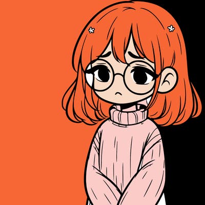 sad girl with glasses in a sweater