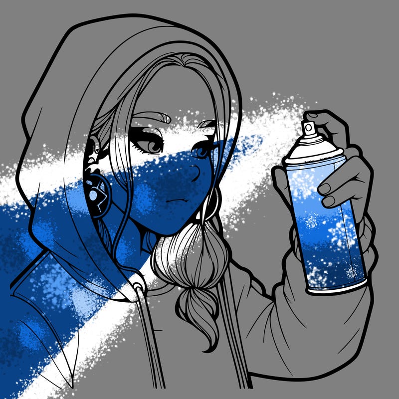 a realistic girl, spray painting