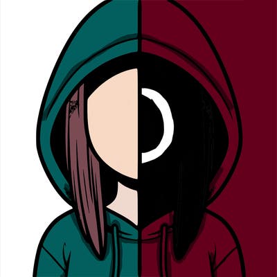 split faceless girl in a hoodie