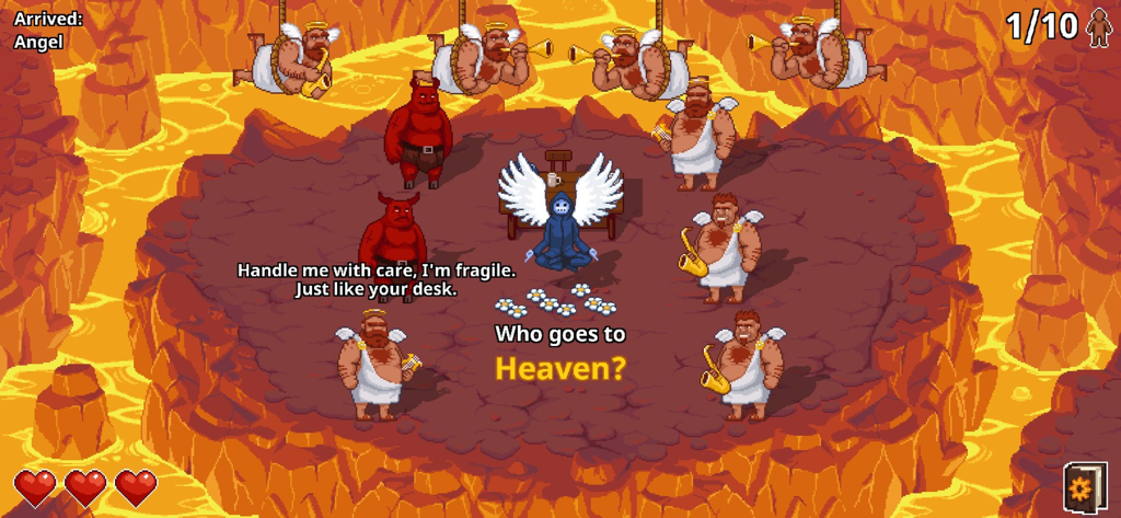 Peace, Death! 2 - 천사와 악마 사이에서 누가 천국으로 가는지 용암 환경에서 결정하는 사신의 픽셀 아트 게임플레이