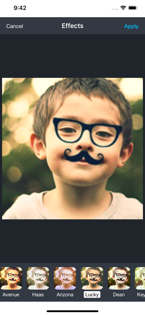 Aviary: Photo Editor, Airbrush - Editing a photo with filters and stickers in the Aviary app