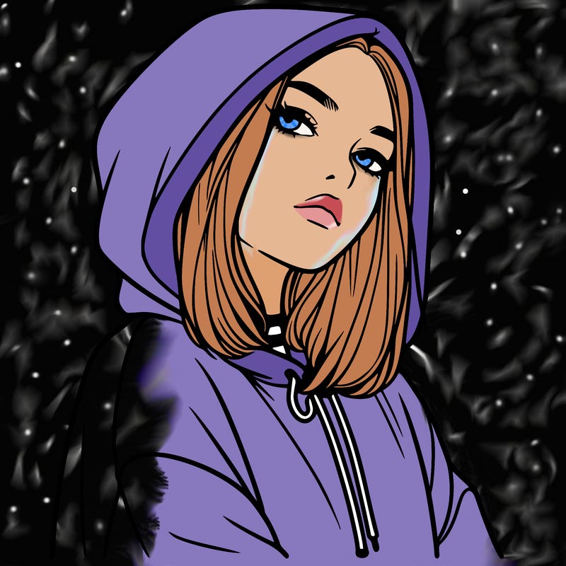 a realistic girl in a hoodie