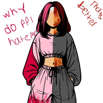 realistic girl faceless with baggy pants and a crop top