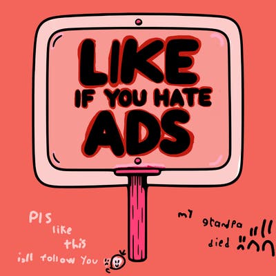 a sign that says like if you hate ads