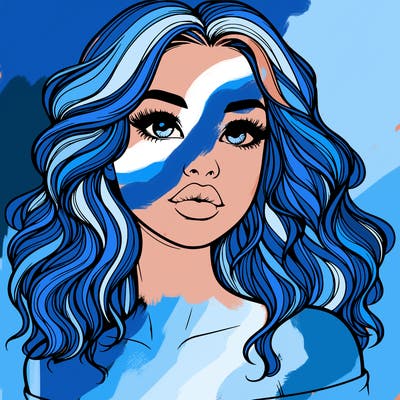 realistic girl with wavy hair and lips