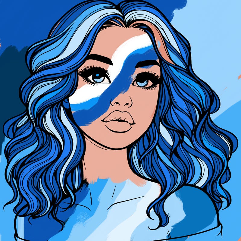 realistic girl with wavy hair and lips