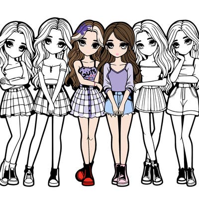 a group of girls realistic