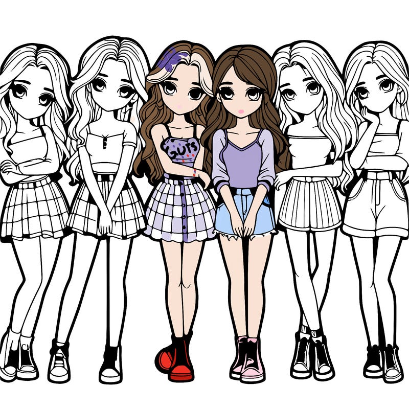 a group of girls realistic
