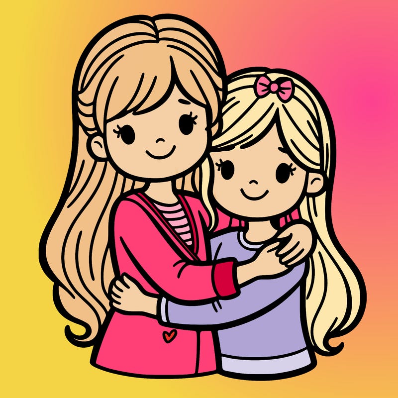 sisters hugging each other