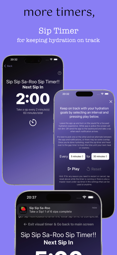 Interface do Temporizador de Goles do aplicativo BariGood para rastrear os intervalos de hidratação pós-cirurgia bariátrica