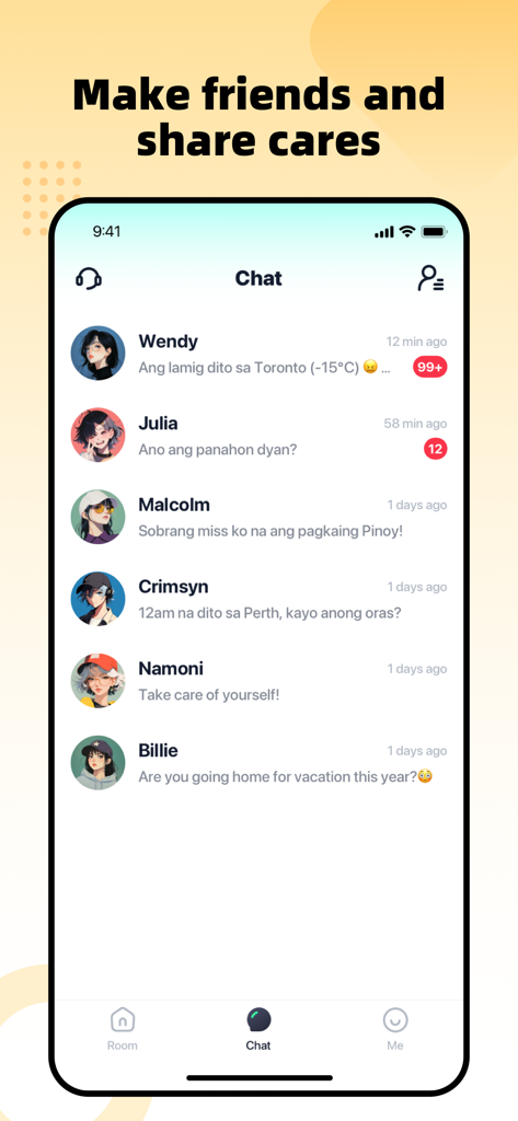 Pusov: Connect Filipinos - Pusov app chat interface showing conversations between Filipino community members