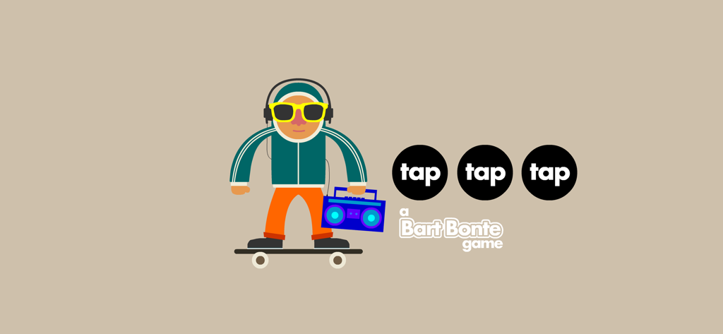 tap tap tap (game) - Minimalist character with a boombox on a skateboard for the tap tap tap rhythm game