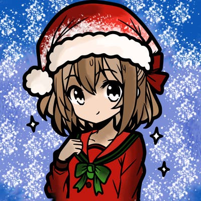 anime girl wearing a santa hat