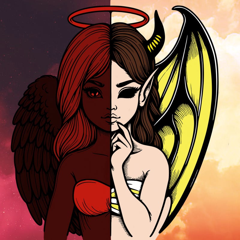 realistic angel half demon