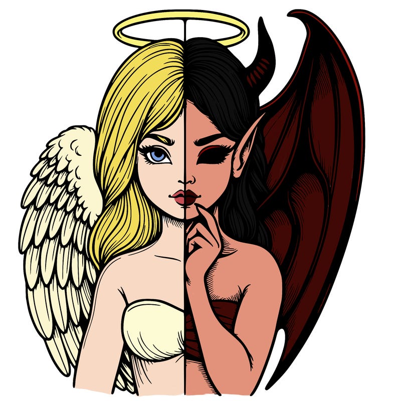 realistic angel half demon