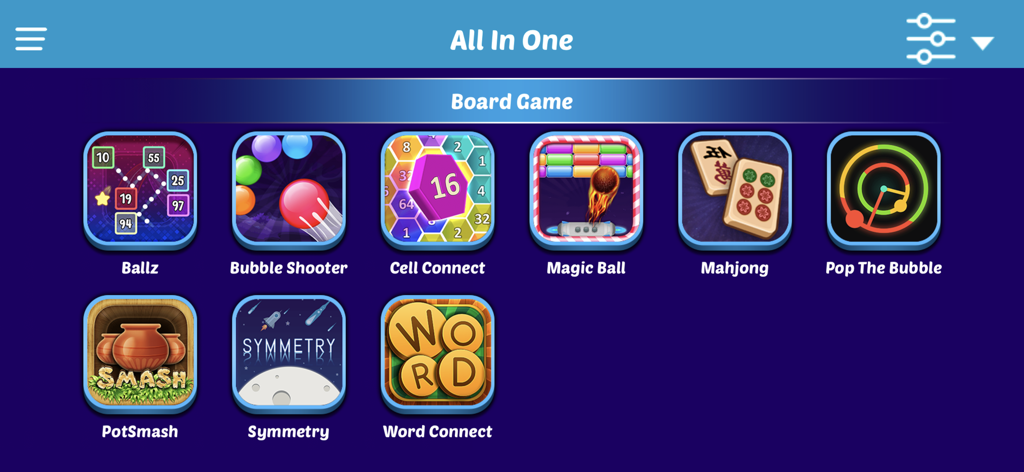 모바일 앱 메뉴에 마작 및 워드 커넥트와 같은 오프라인 보드 게임 컬렉션