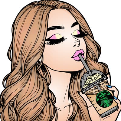 realistic girl drinking starbucks