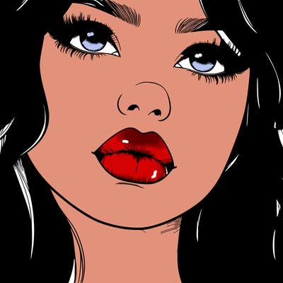 really realistic girl with lips