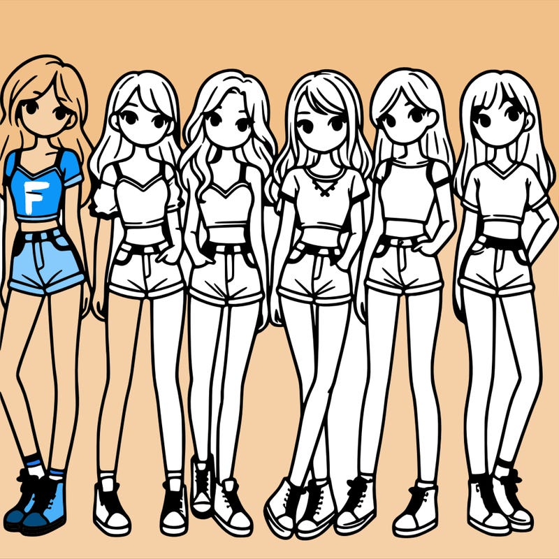 a group of girls wearing crop tops and shorts