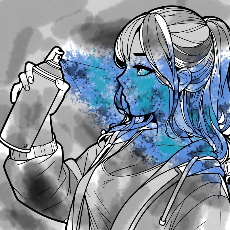 a realistic girl spray, painting